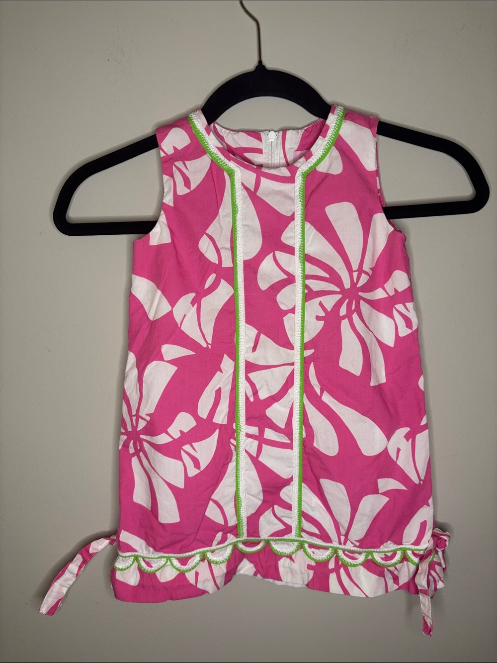 Lilly Pulitzer pink white green cotton shirt dress girls size 4